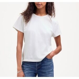 Madewell Allday Jersey Crewneck Tee Women XS White Short Sleeve Cotton T-Shirt
